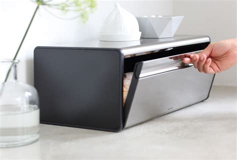 brabantia fall front bread box in steel|Brabantia stainless steel bread bin.